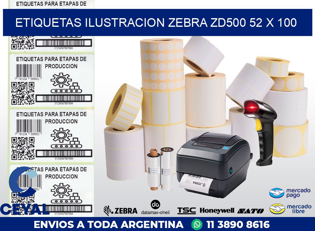 ETIQUETAS ILUSTRACION ZEBRA ZD500 52 x 100