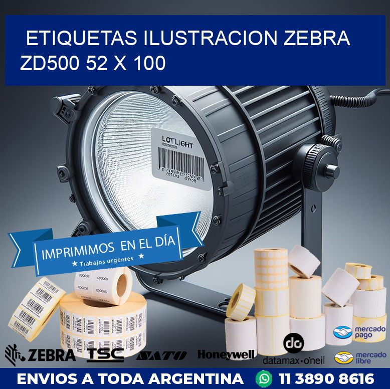 ETIQUETAS ILUSTRACION ZEBRA ZD500 52 x 100
