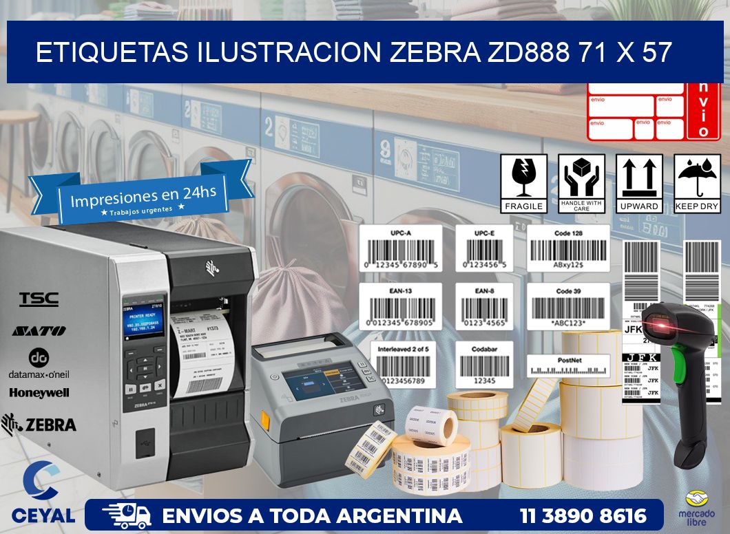 ETIQUETAS ILUSTRACION ZEBRA ZD888 71 x 57