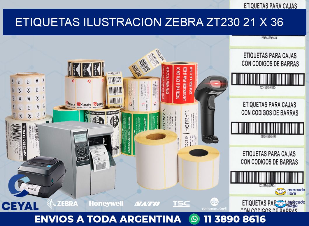 ETIQUETAS ILUSTRACION ZEBRA ZT230 21 x 36