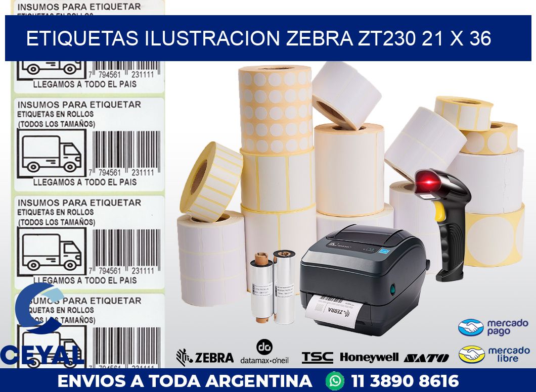 ETIQUETAS ILUSTRACION ZEBRA ZT230 21 x 36