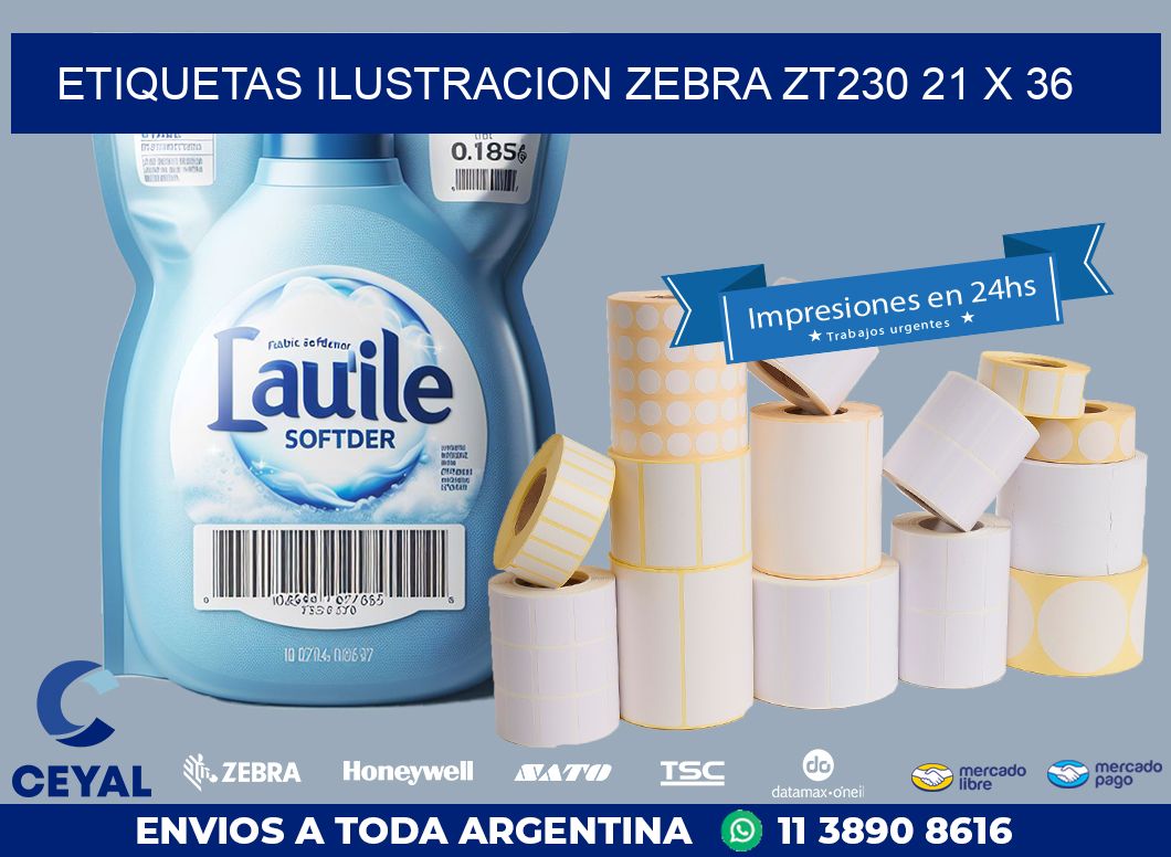 ETIQUETAS ILUSTRACION ZEBRA ZT230 21 x 36