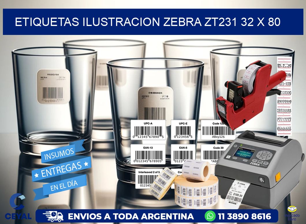 ETIQUETAS ILUSTRACION ZEBRA ZT231 32 x 80