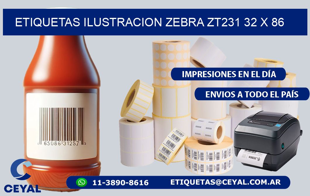 ETIQUETAS ILUSTRACION ZEBRA ZT231 32 x 86