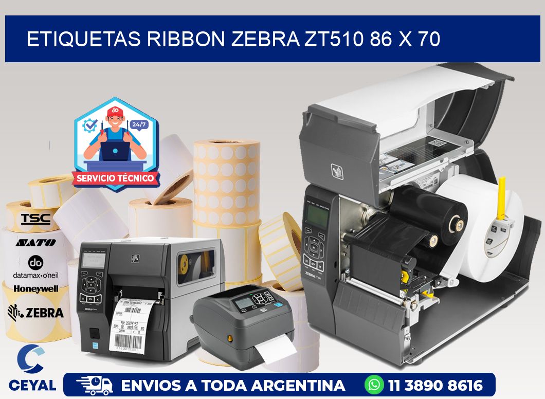 ETIQUETAS RIBBON Zebra ZT510 86 x 70