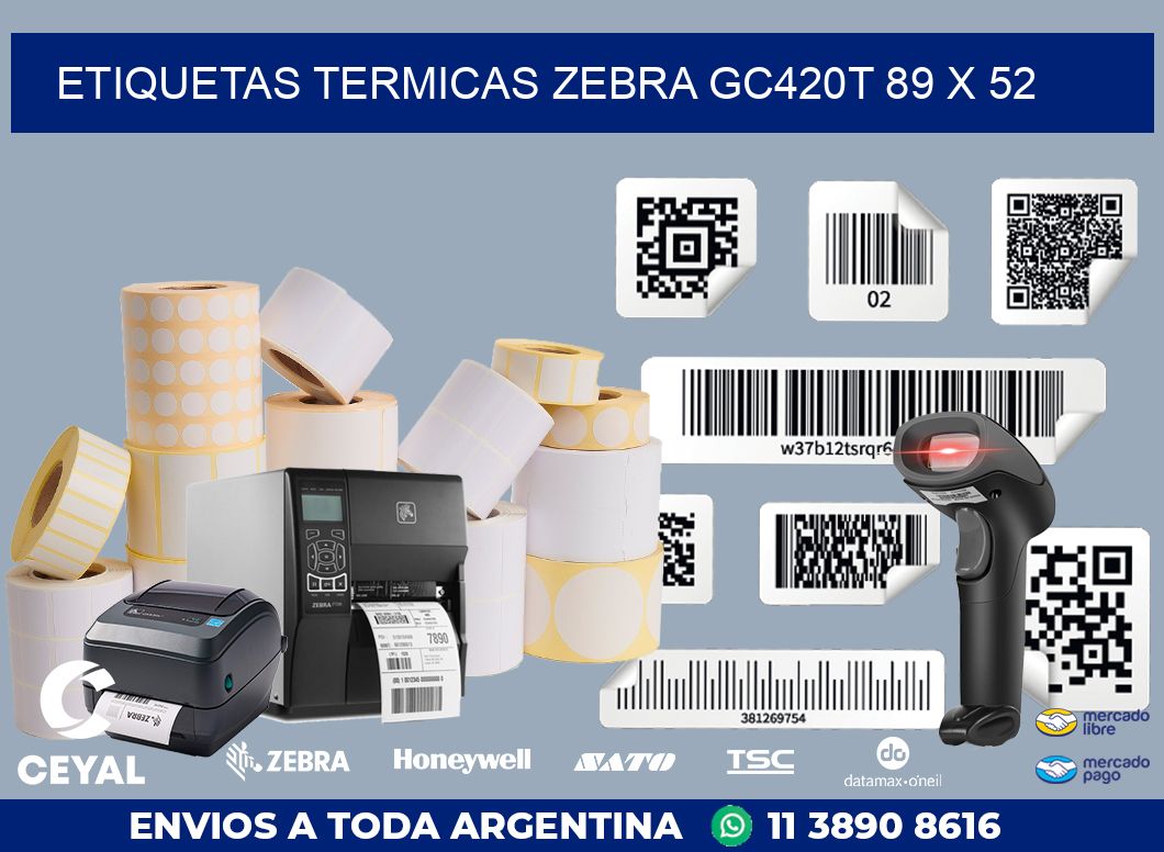 ETIQUETAS TERMICAS ZEBRA GC420T 89 x 52