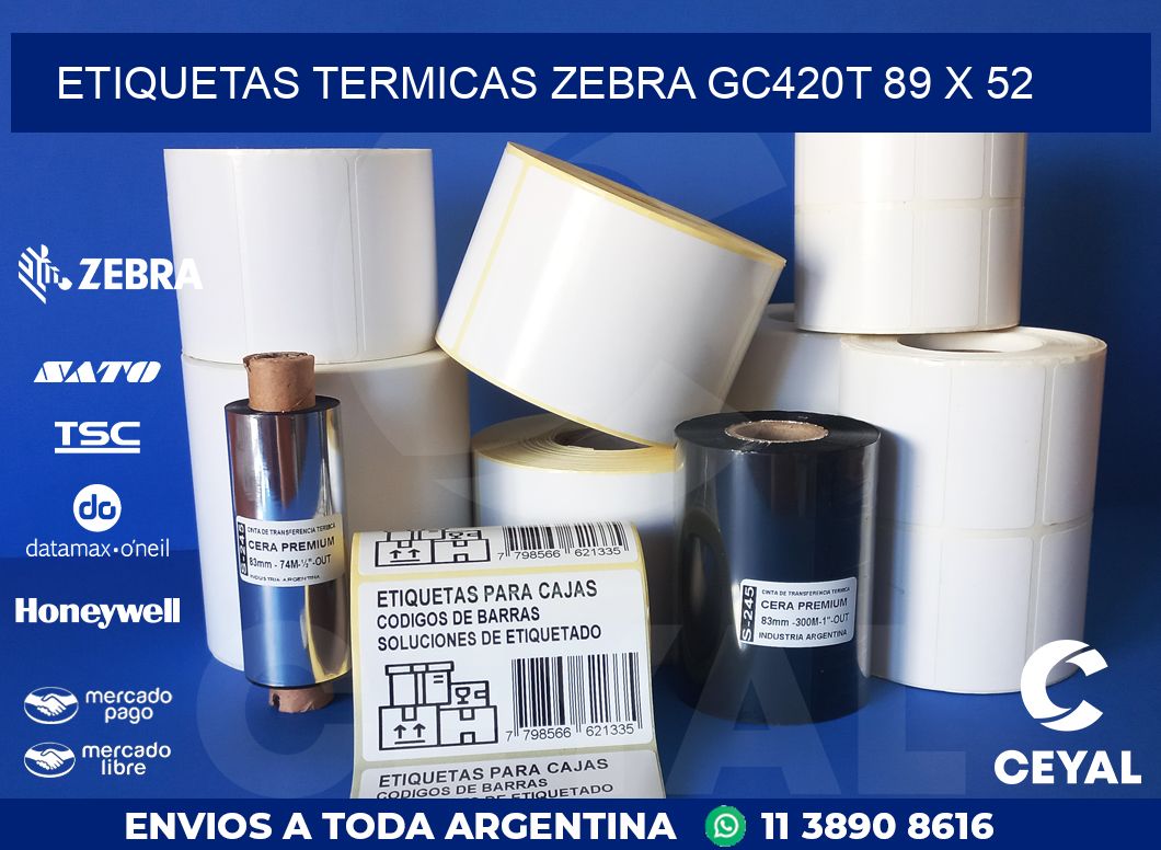 ETIQUETAS TERMICAS ZEBRA GC420T 89 x 52