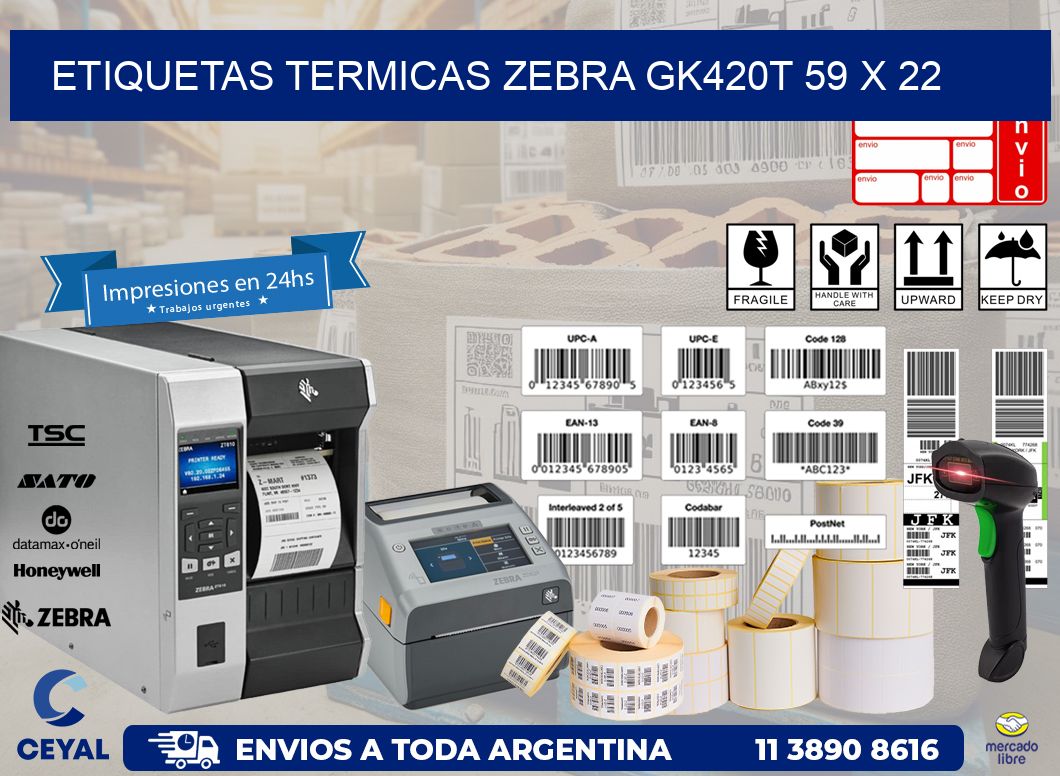 ETIQUETAS TERMICAS ZEBRA GK420T 59 x 22