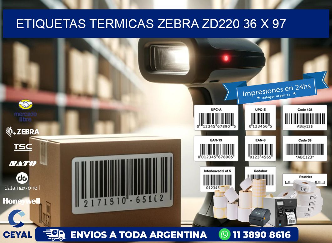 ETIQUETAS TERMICAS ZEBRA ZD220 36 x 97