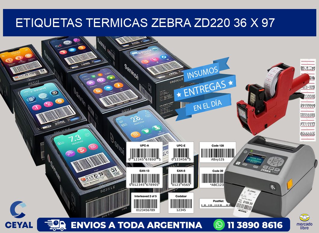 ETIQUETAS TERMICAS ZEBRA ZD220 36 x 97