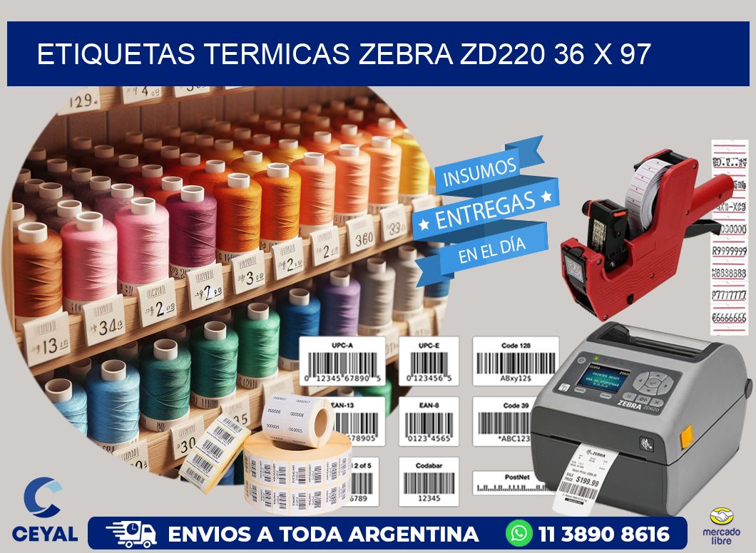 ETIQUETAS TERMICAS ZEBRA ZD220 36 x 97