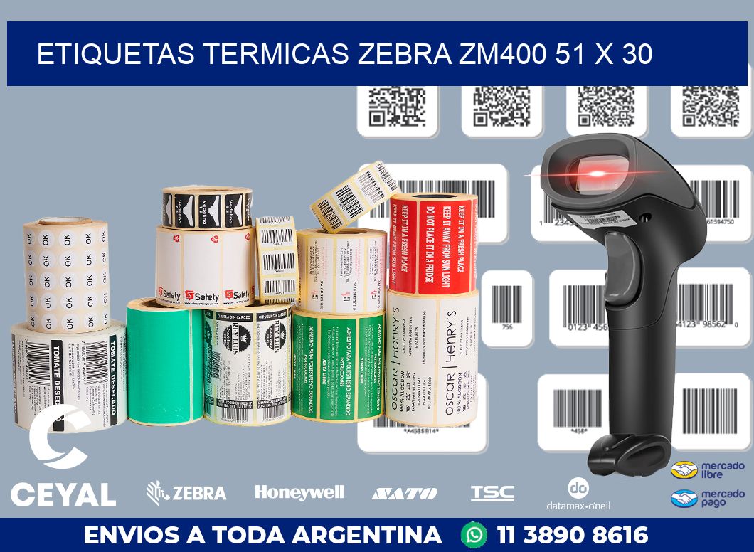 ETIQUETAS TERMICAS ZEBRA ZM400 51 x 30