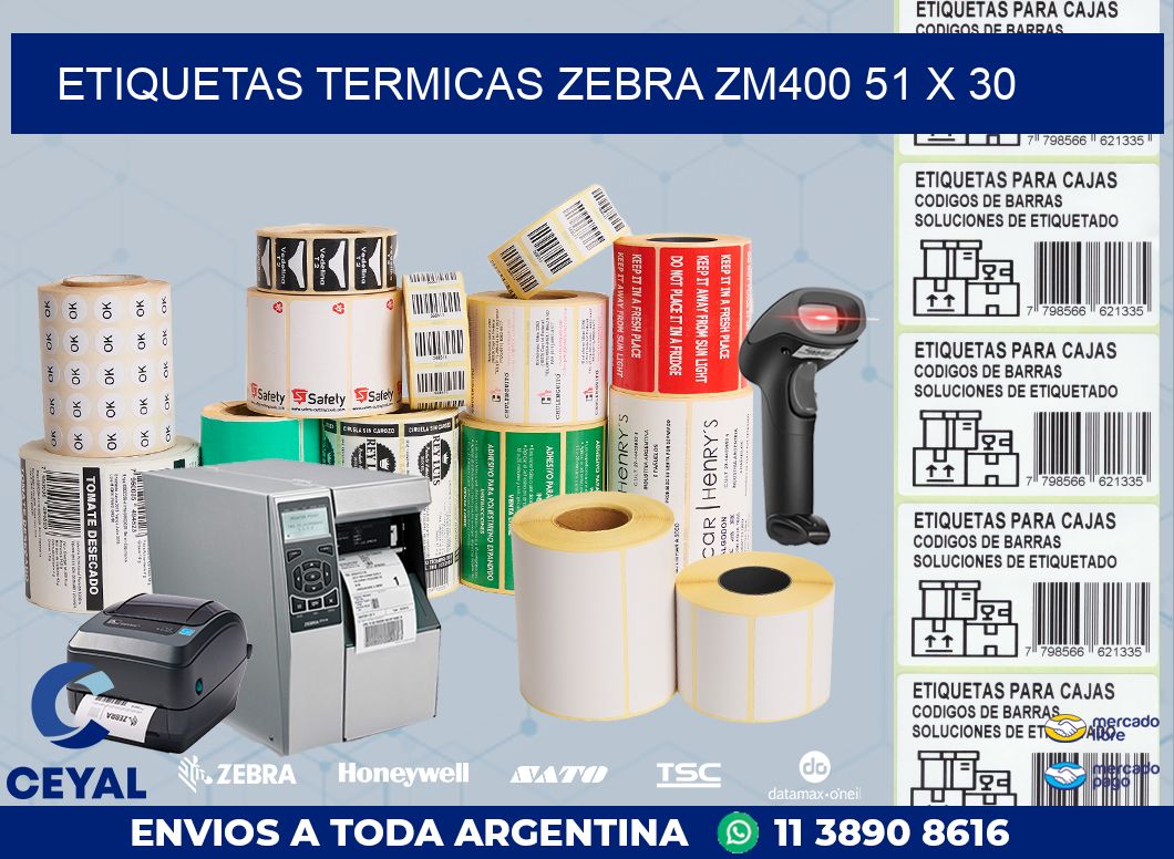 ETIQUETAS TERMICAS ZEBRA ZM400 51 x 30