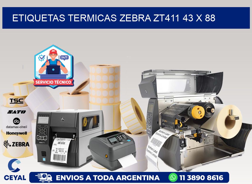 ETIQUETAS TERMICAS ZEBRA ZT411 43 x 88