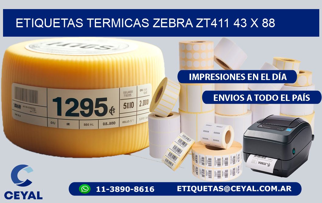 ETIQUETAS TERMICAS ZEBRA ZT411 43 x 88