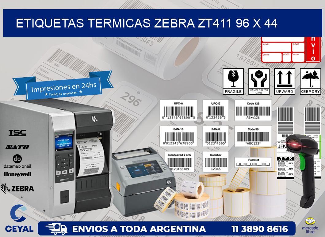 ETIQUETAS TERMICAS ZEBRA ZT411 96 x 44