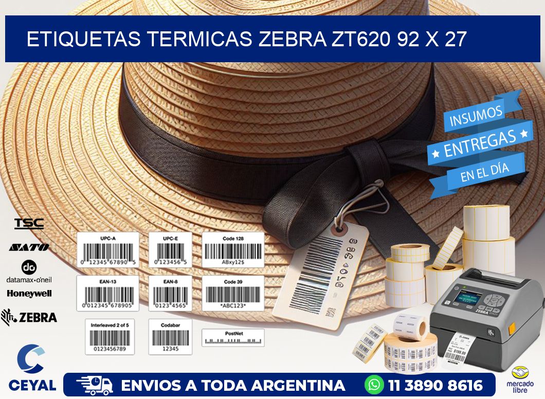 ETIQUETAS TERMICAS ZEBRA ZT620 92 x 27
