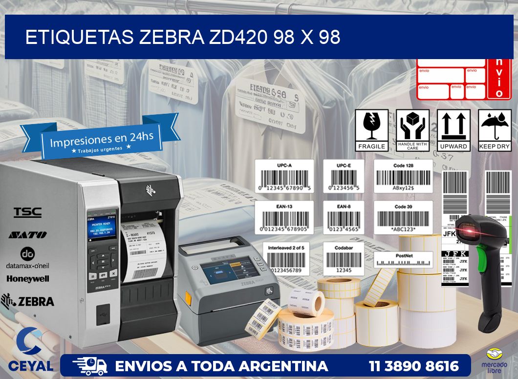 ETIQUETAS Zebra ZD420 98 x 98