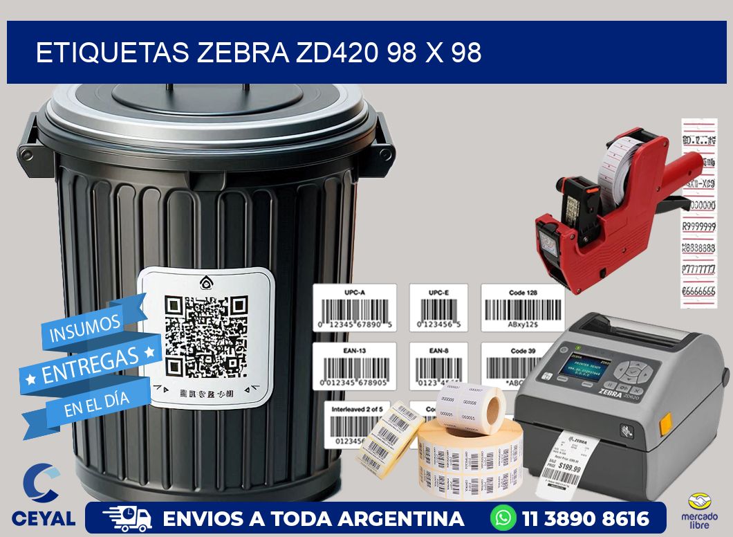 ETIQUETAS Zebra ZD420 98 x 98