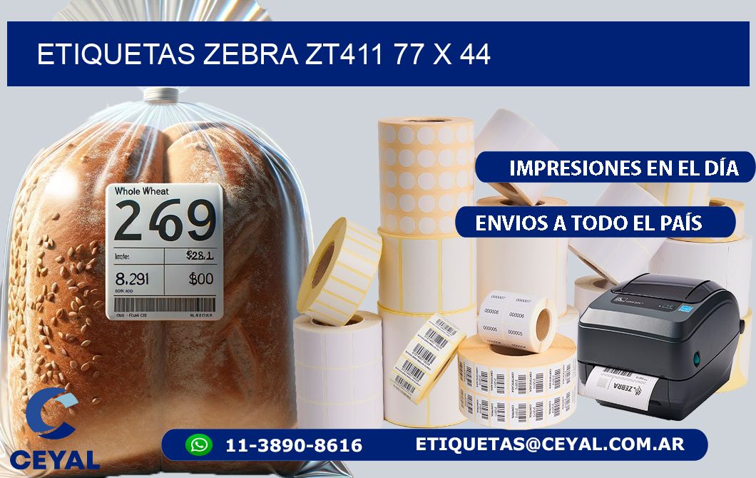 ETIQUETAS Zebra ZT411 77 x 44