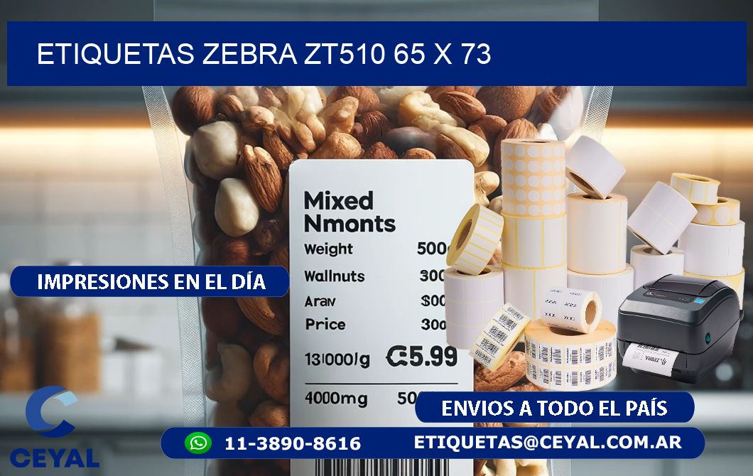 ETIQUETAS Zebra ZT510 65 x 73