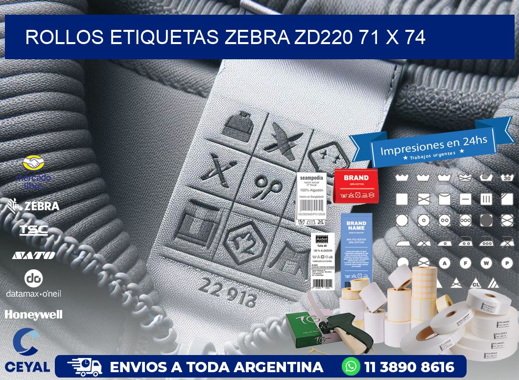 ROLLOS ETIQUETAS Zebra ZD220 71 x 74