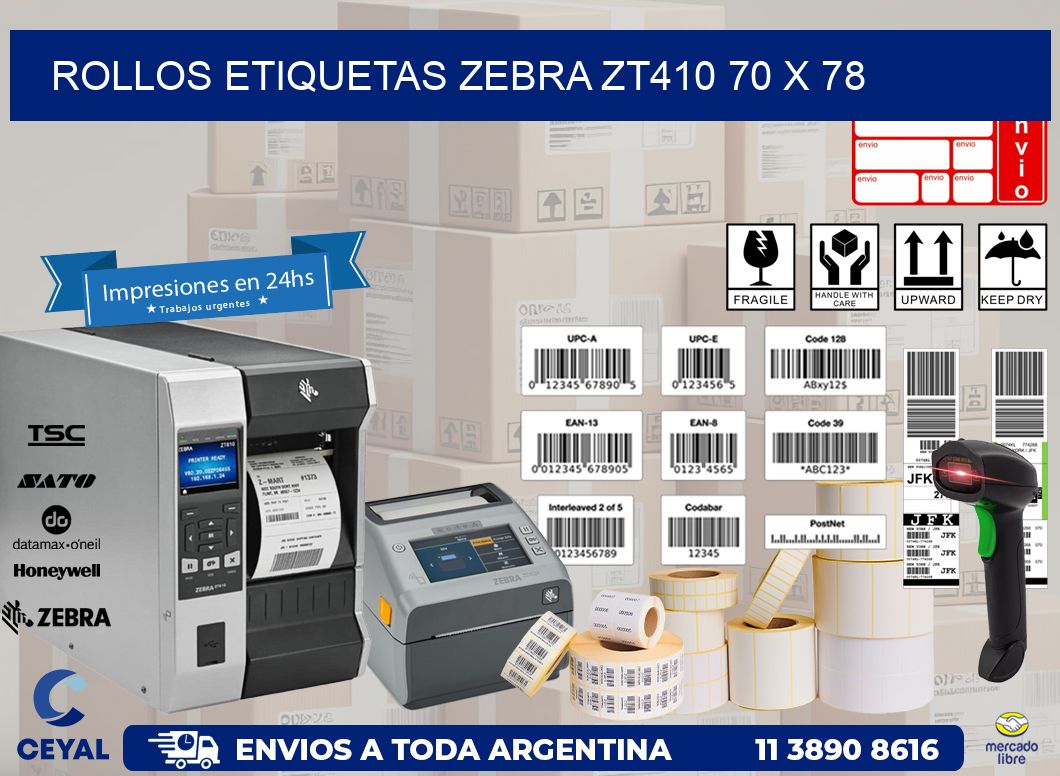 ROLLOS ETIQUETAS Zebra ZT410 70 x 78