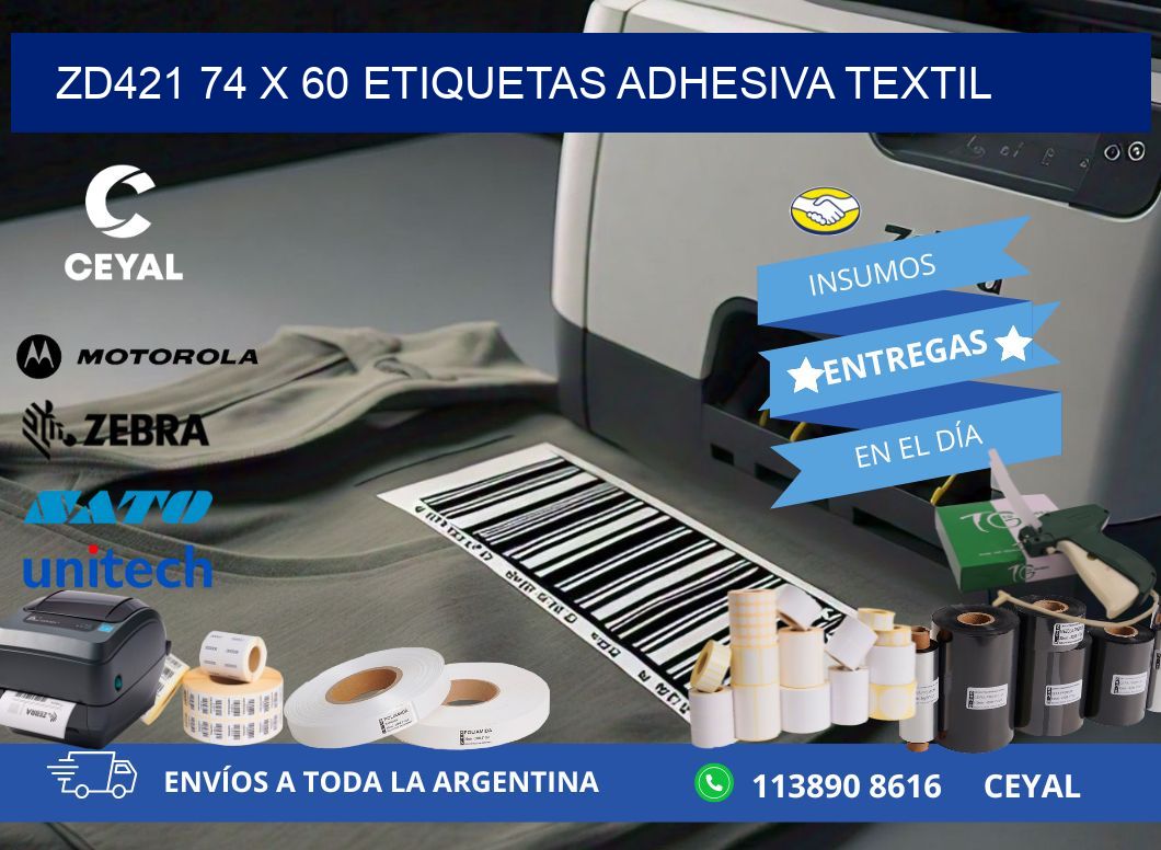 ZD421 74 x 60 ETIQUETAS ADHESIVA TEXTIL