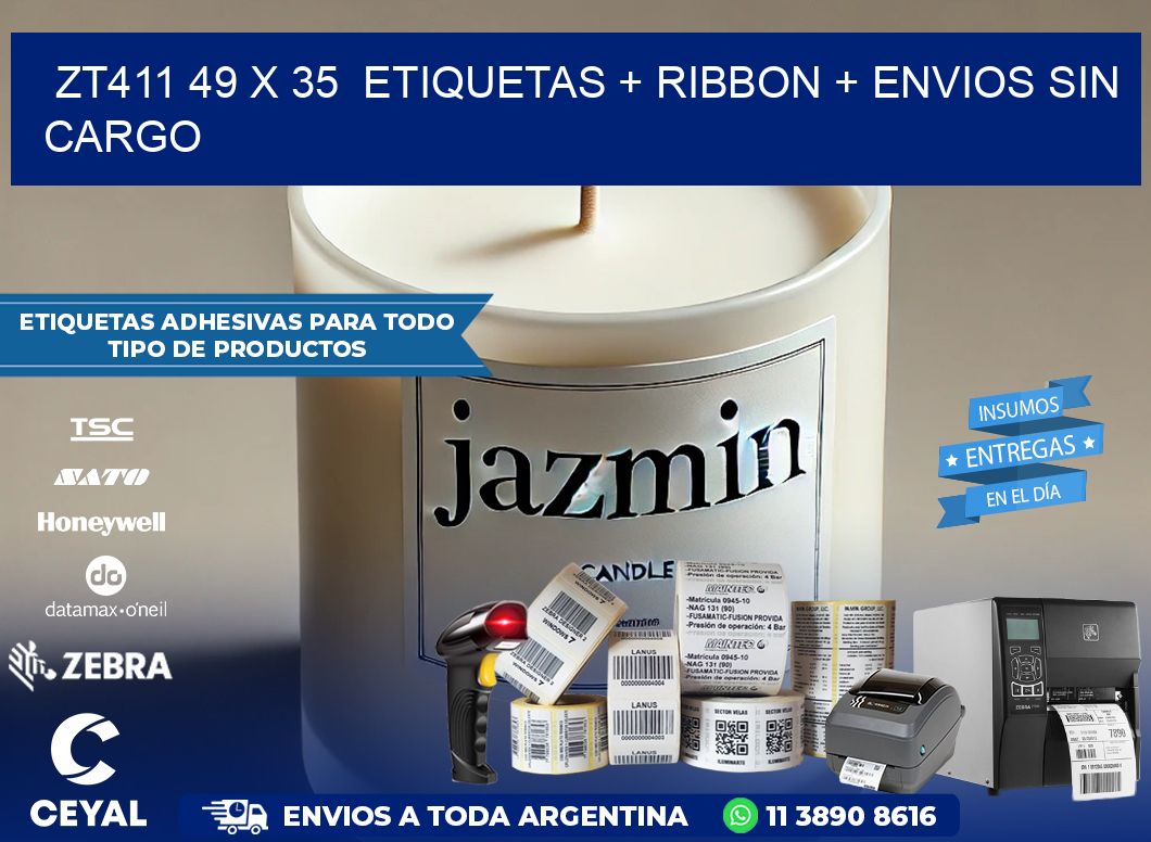 ZT411 49 x 35  etiquetas + ribbon + envios sin cargo