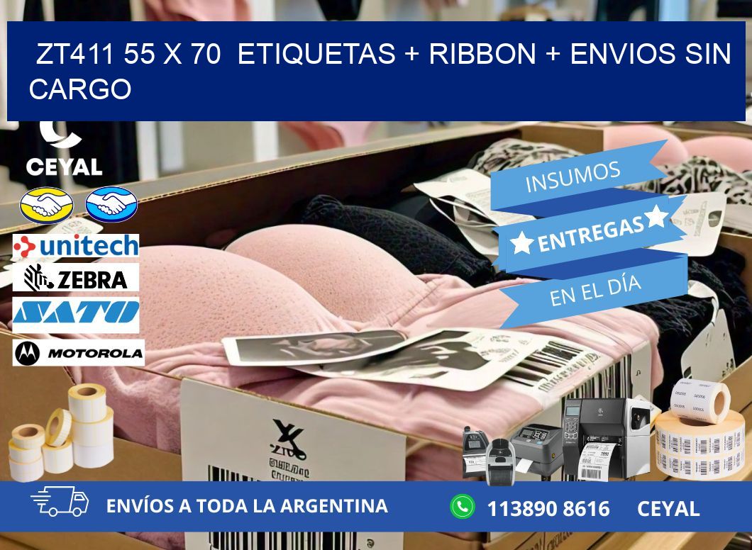 ZT411 55 x 70  etiquetas + ribbon + envios sin cargo
