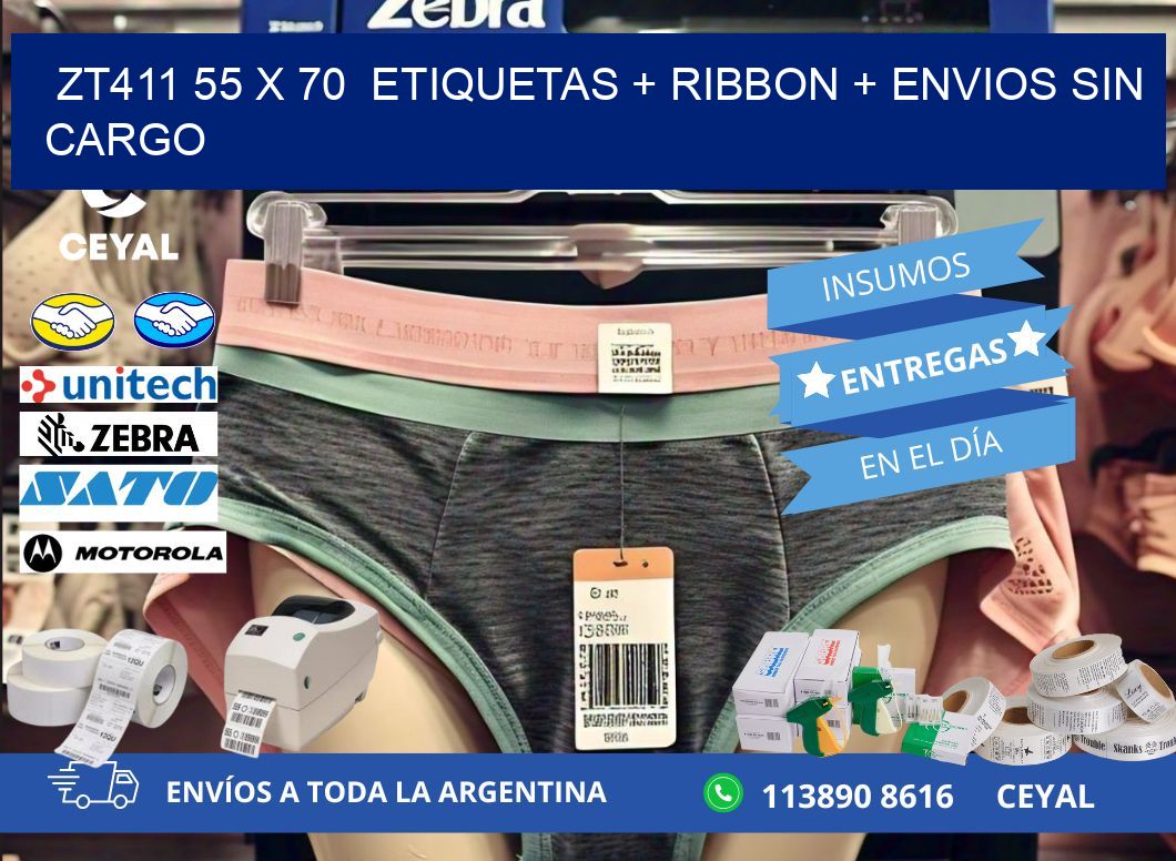 ZT411 55 x 70  etiquetas + ribbon + envios sin cargo