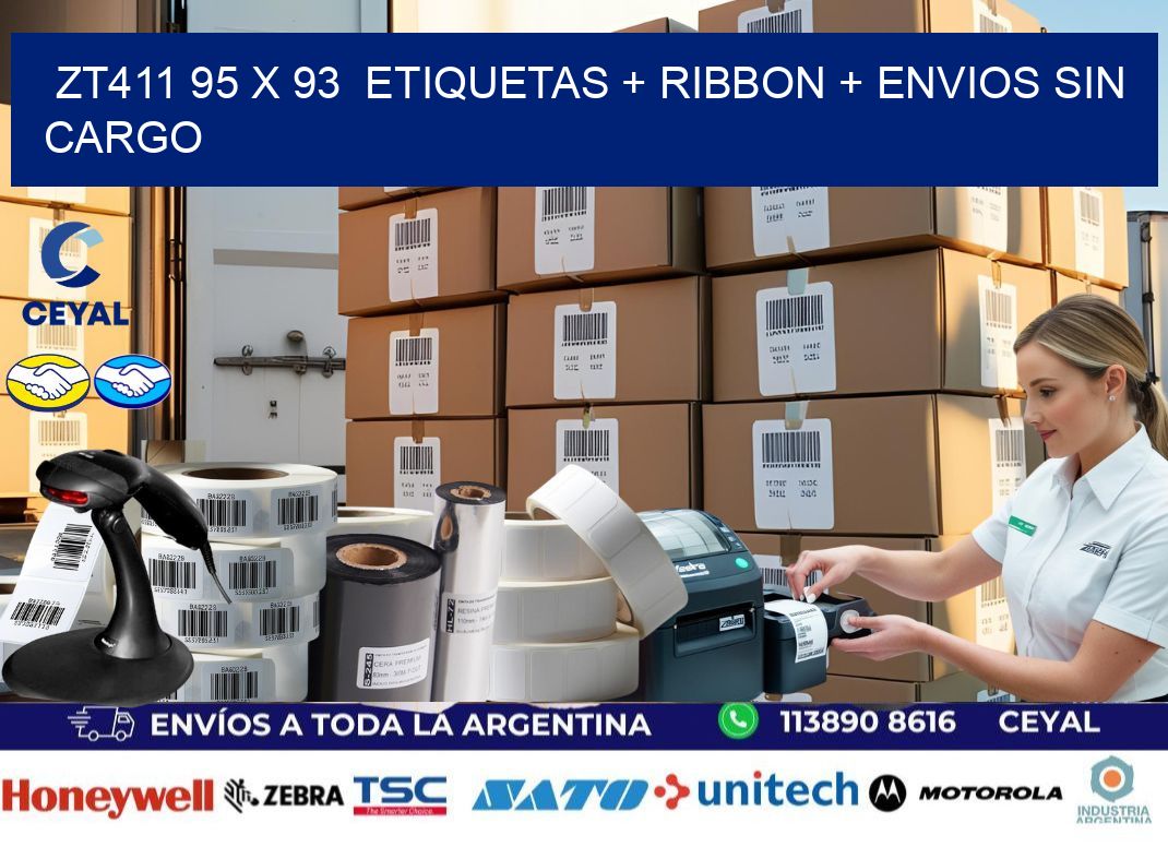 ZT411 95 x 93  etiquetas + ribbon + envios sin cargo