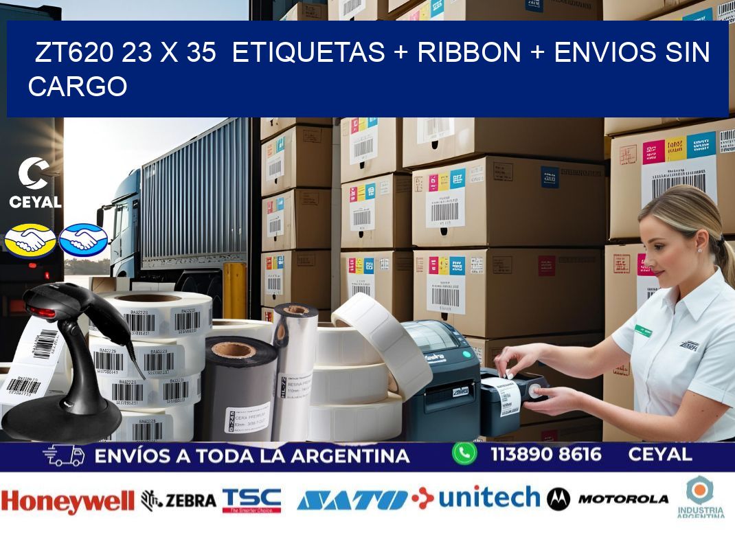 ZT620 23 x 35  etiquetas + ribbon + envios sin cargo