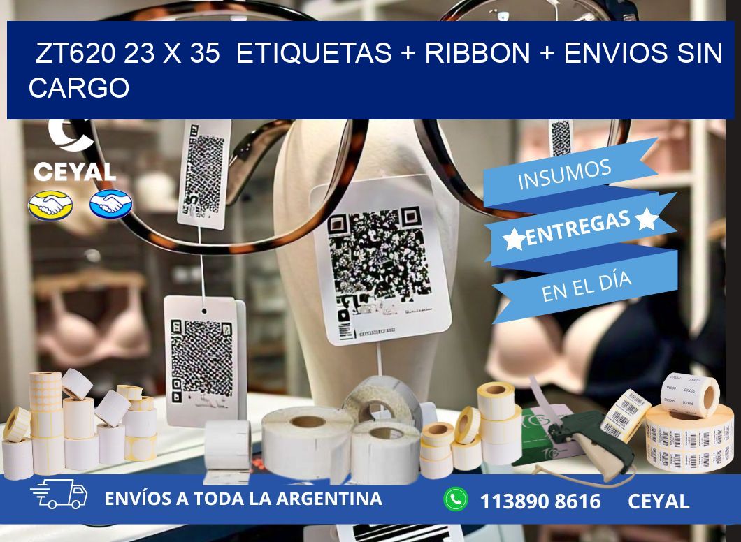 ZT620 23 x 35  etiquetas + ribbon + envios sin cargo
