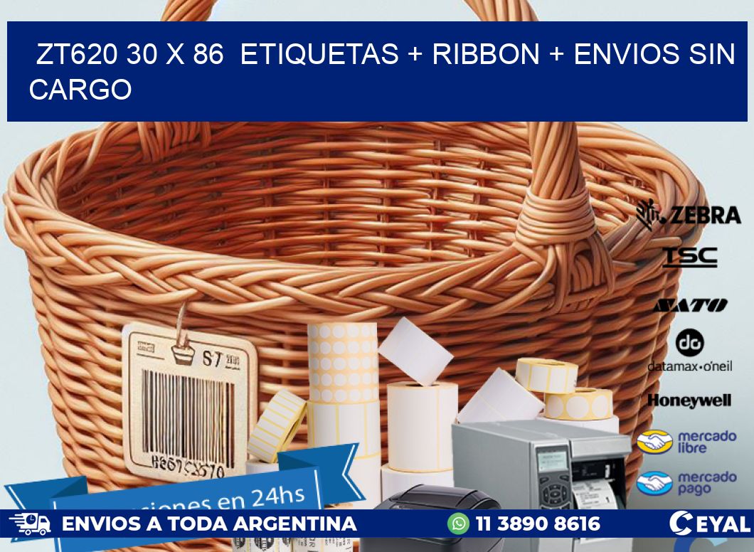 ZT620 30 x 86  etiquetas + ribbon + envios sin cargo