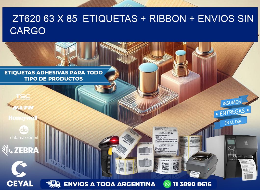 ZT620 63 x 85  etiquetas + ribbon + envios sin cargo