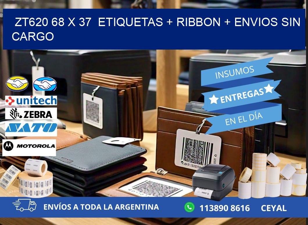 ZT620 68 x 37  etiquetas + ribbon + envios sin cargo