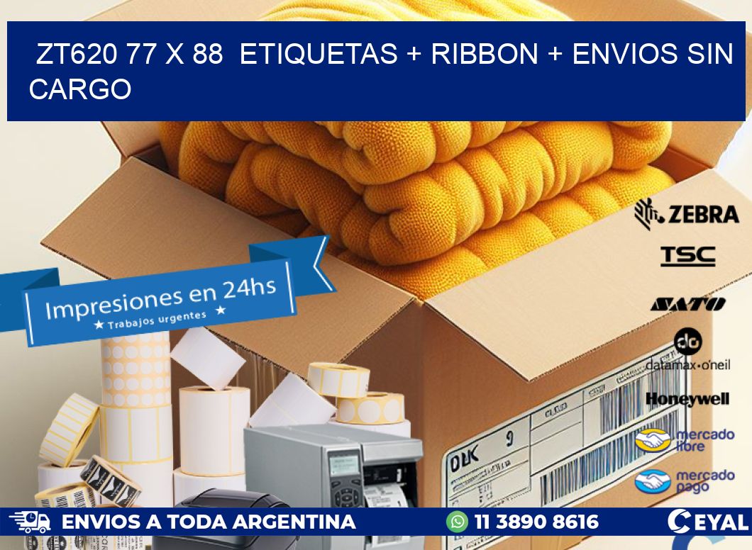 ZT620 77 x 88  etiquetas + ribbon + envios sin cargo