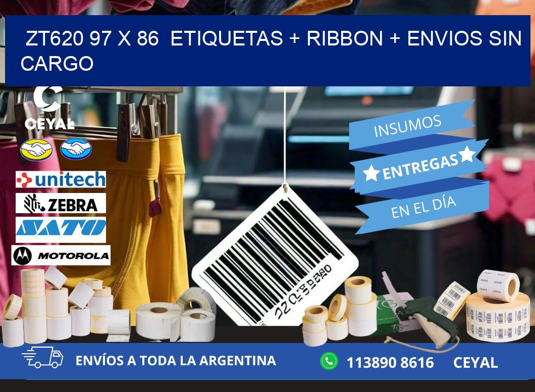 ZT620 97 x 86  etiquetas + ribbon + envios sin cargo