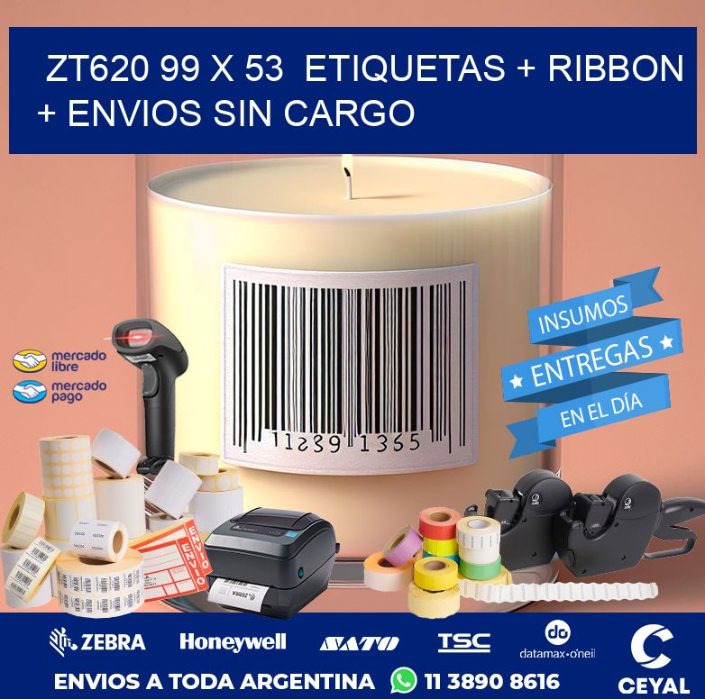 ZT620 99 x 53  etiquetas + ribbon + envios sin cargo