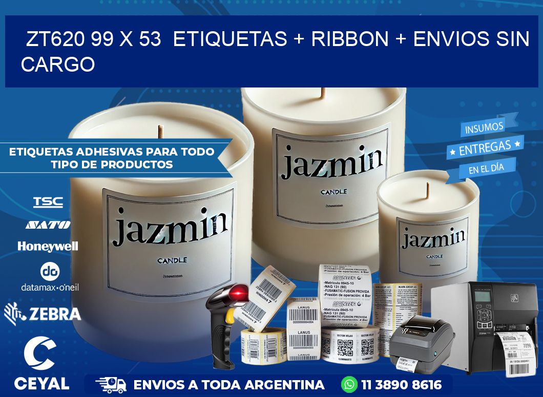 ZT620 99 x 53  etiquetas + ribbon + envios sin cargo