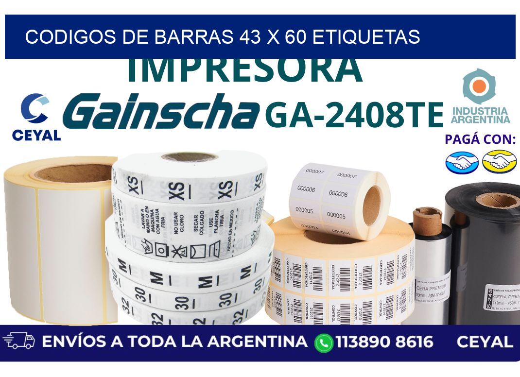 codigos de barras 43 x 60 etiquetas