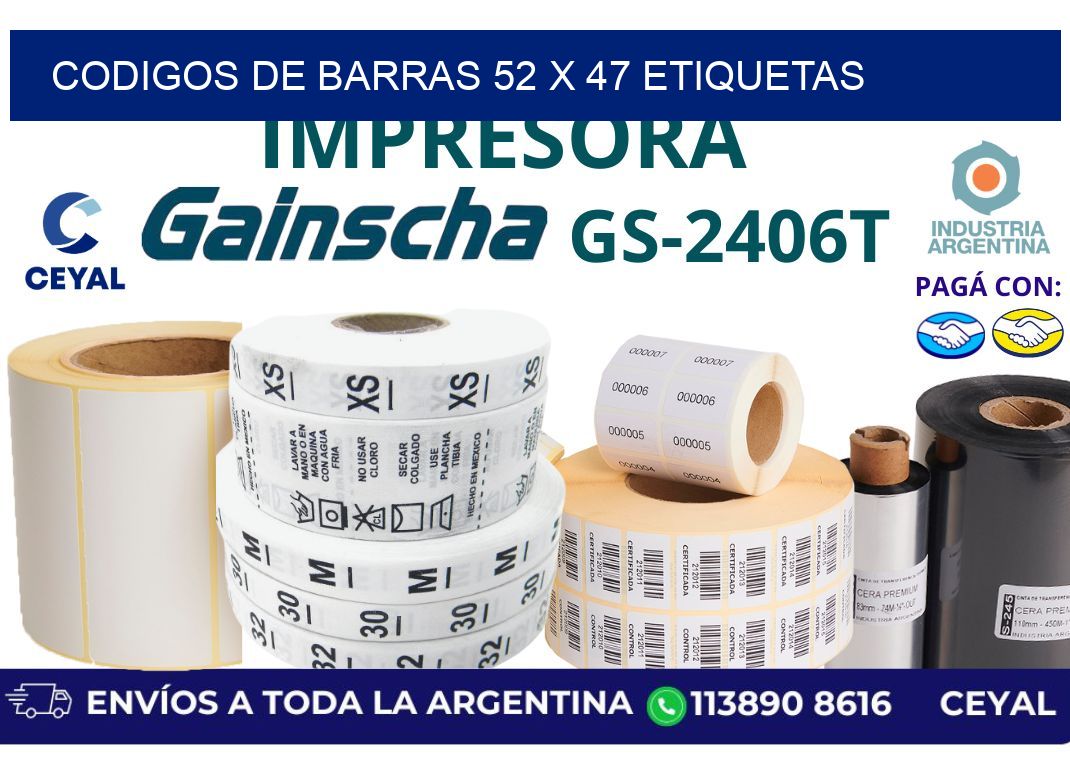 codigos de barras 52 x 47 etiquetas