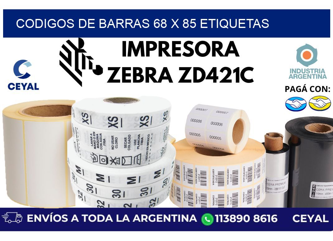 codigos de barras 68 x 85 etiquetas