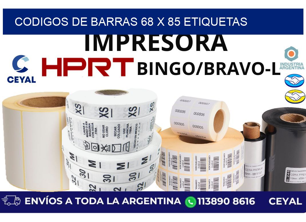 codigos de barras 68 x 85 etiquetas