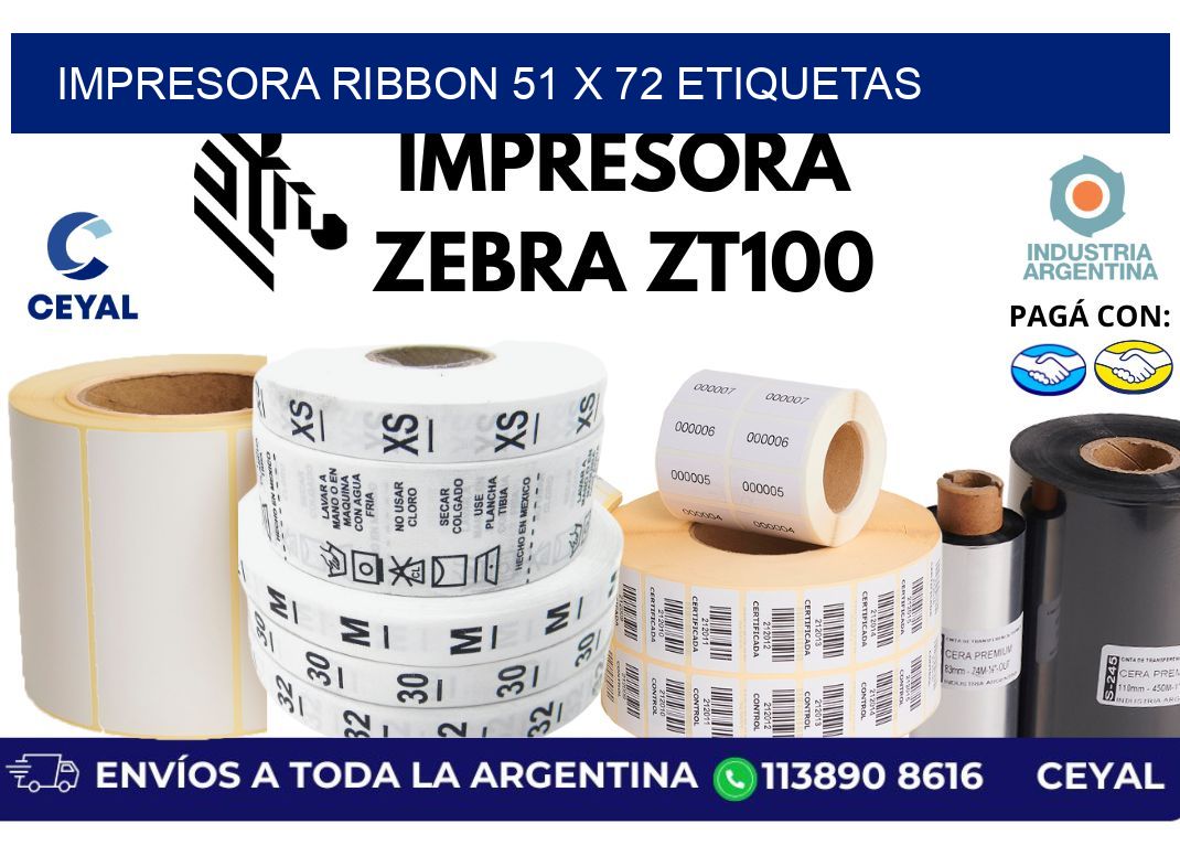 impresora ribbon 51 x 72 etiquetas
