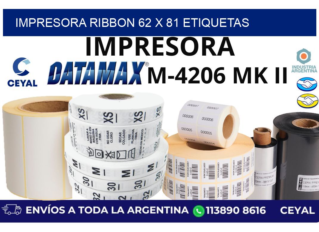 impresora ribbon 62 x 81 etiquetas