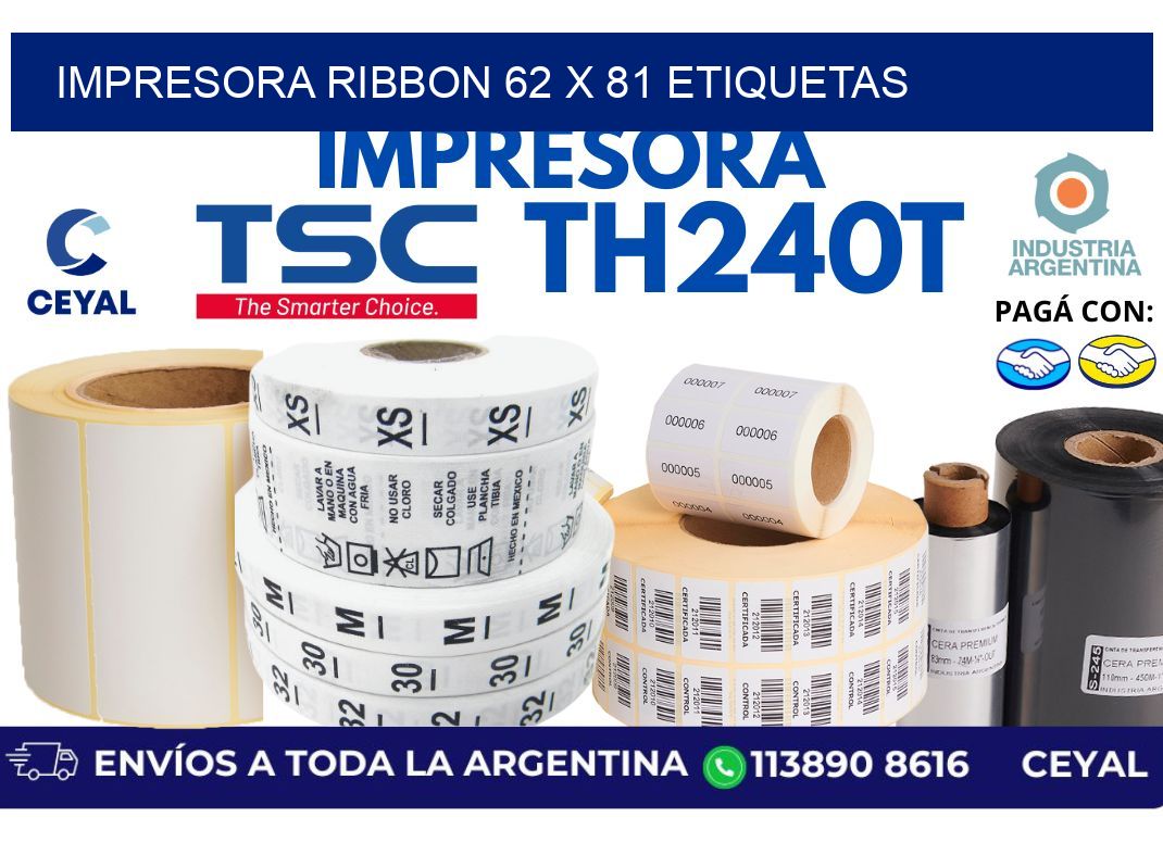impresora ribbon 62 x 81 etiquetas