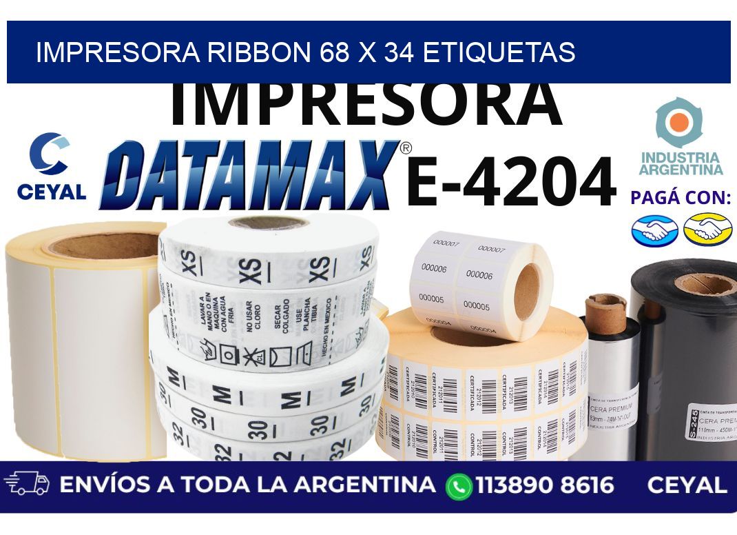 impresora ribbon 68 x 34 etiquetas