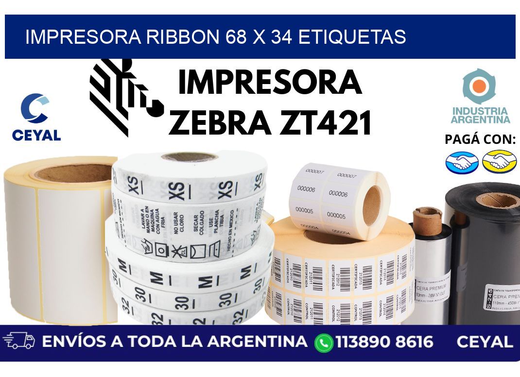 impresora ribbon 68 x 34 etiquetas